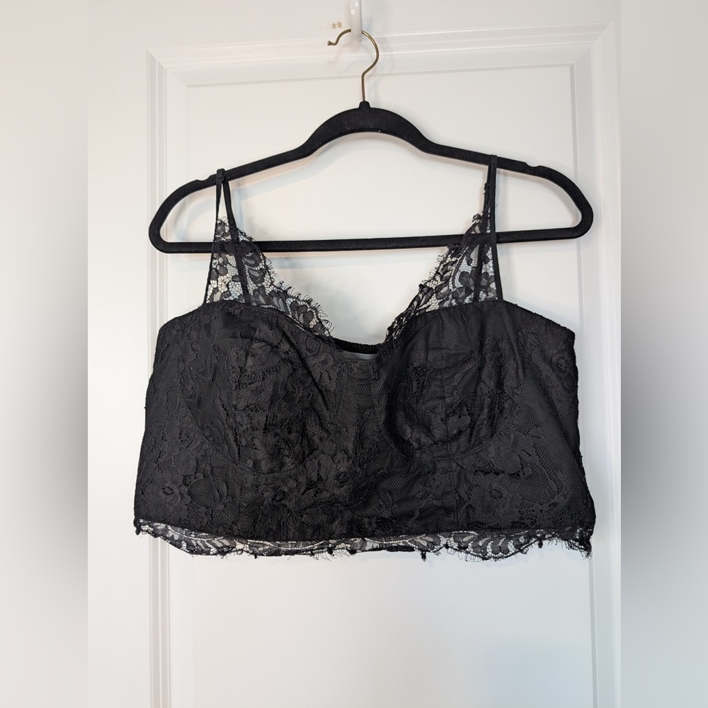 Anthropologie Lace Bralette Black Size XL Petite